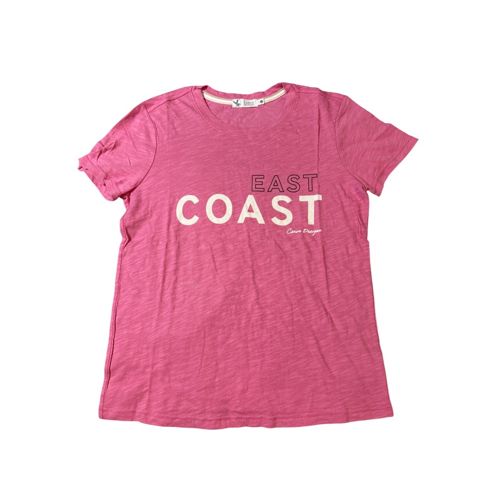 NEW Carve Designs Small Pink Crew Neck Short Sleeve East Coast Shirt 100% Cotton - Picture 3 of 9